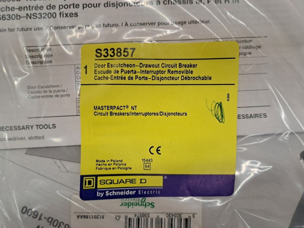 New, Square D, S33857, P-FRAME DOOR ESCUTCHEON DRAWOUT