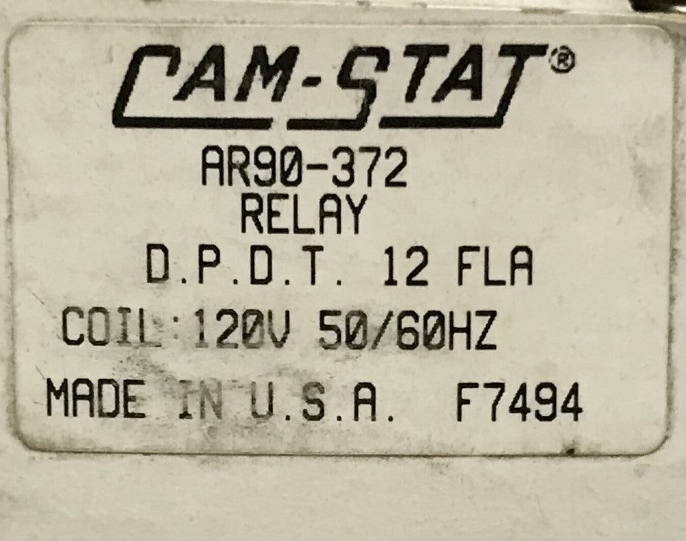 CAM STAT AR90 372 DPDT Relay 120 VAC 12 AMP 9400A04T1191A