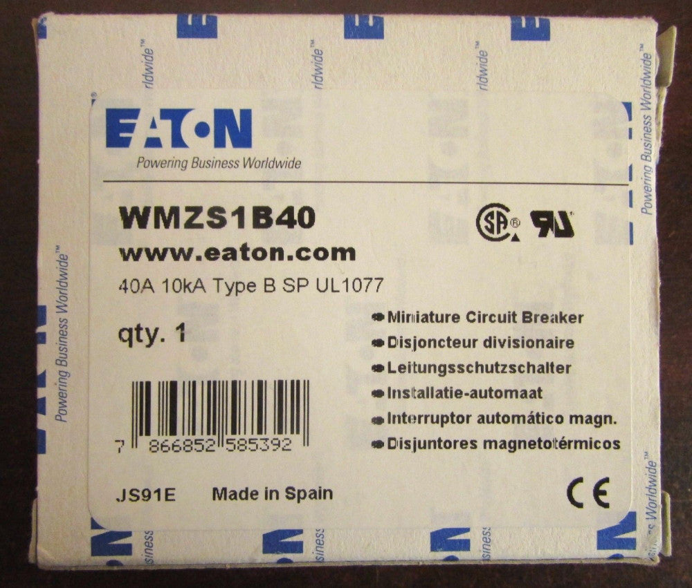 EATON KLOCKNER MOELLER Miniature Circuit Breaker Single Pole 40 Amp WMZS1B40