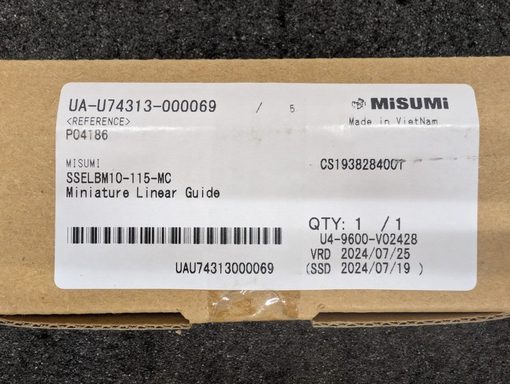 New, Misumi, SSELBM10-115-MC, LINEAR GUIDE ASSEMBLY - MINIATURE, WIDE CARRIAGE