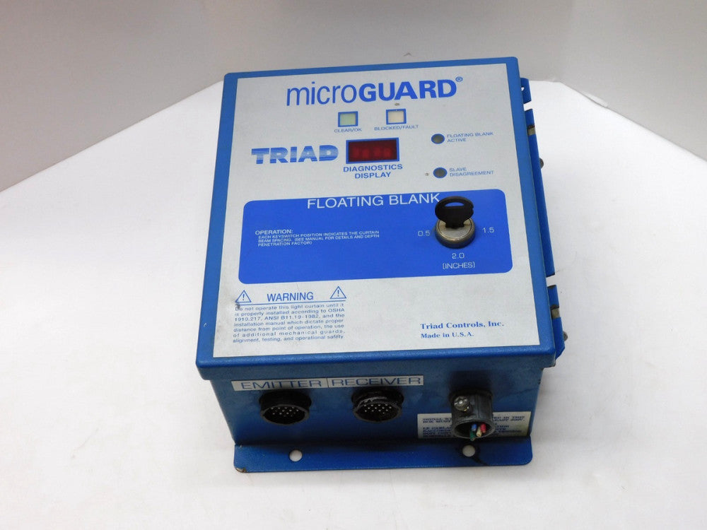 TRIAD MG-20-OF-120 MICROGUARD EMITTER/RECEIVER CONTROL BOX 03-004 03-005 W/ KEY