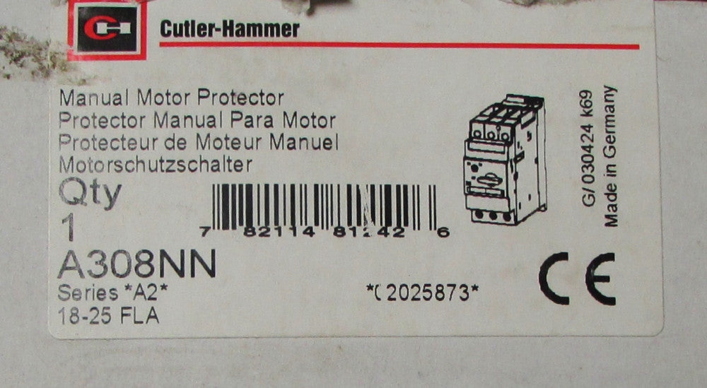 CUTLER HAMMER A308NN 18-25 Amp Manual Motor Protector