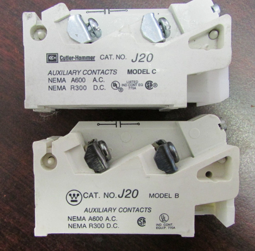 (1) CUTLER HAMMER or WESTINGHOUSE  J20 Auxiliary Contact 2 NO  9084A17G02
