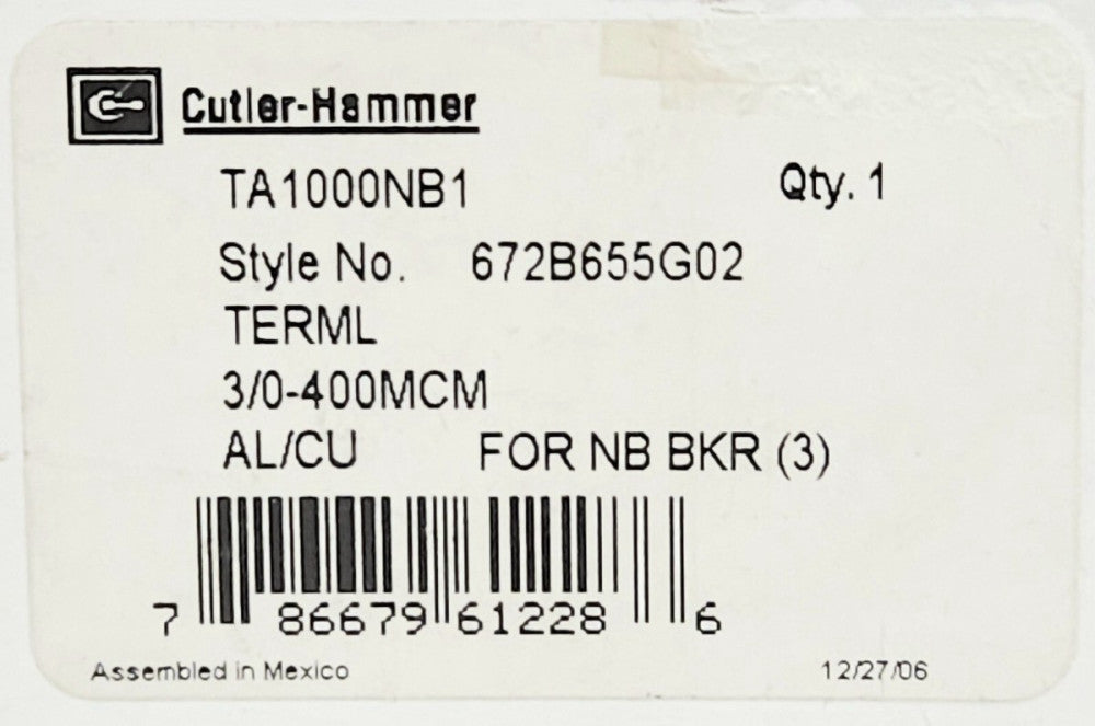 EATON CUTLER HAMMER TA100NB1 N Frame Type NB ND HND NC Breaker Lug Terminal