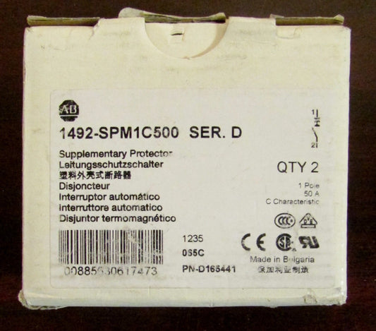 ALLEN BRADLEY Supplementary Protector Breaker Single Pole 50 Amp 1492 SPM1C500 