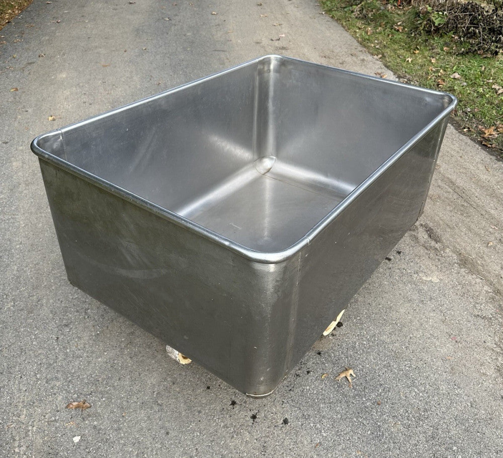 Heavy Duty Stainless Steel Meat Brine Dough Transport Cart Tub Tank Vat w/ Drain