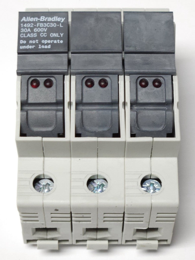 ALLEN BRADLEY 1492 FB3C30 L 3 Pole 30 AMP 600 VAC Modular Fuse Holder Din Rail