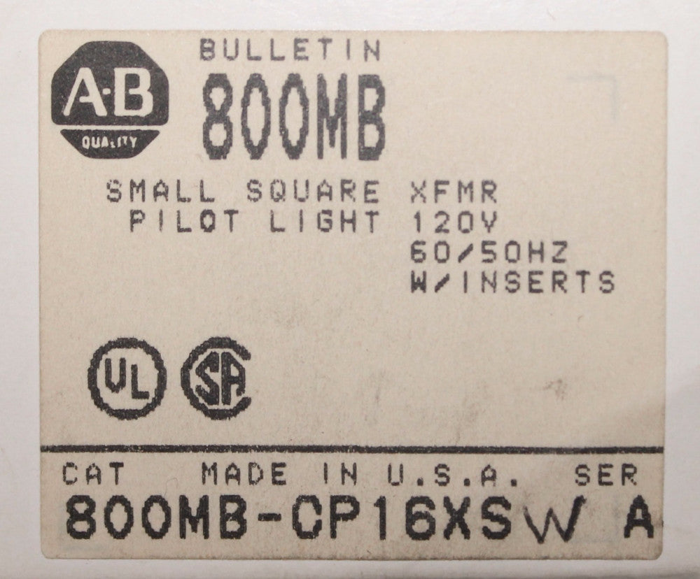 ALLEN BRADLEY 800MB CP16XSW 120V 800MB White Square Lens Small Pilot Light
