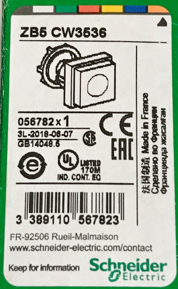 SCHNEIDER ELECTRIC ZB5 CW3536 SQUARE Amber Illuminated Pushbutton