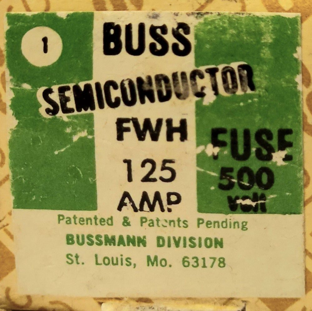 BUSS COOPER BUSSMANN FWH 125 500 VAC 125 AMP Bolt IN Fuse SEMICONDUCTOR