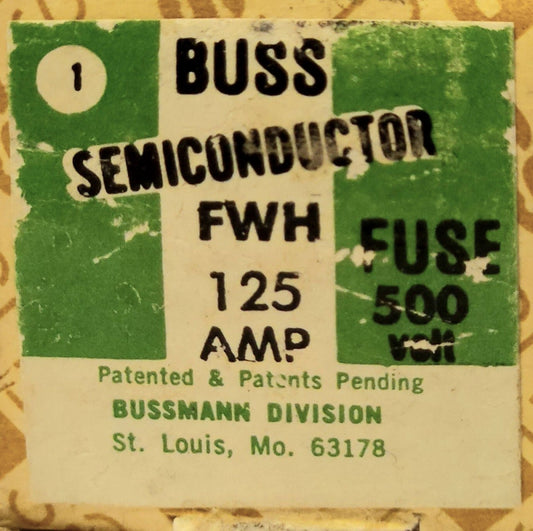 BUSS COOPER BUSSMANN FWH 125 500 VAC 125 AMP Bolt IN Fuse SEMICONDUCTOR
