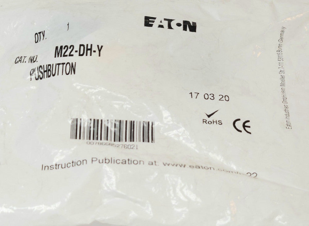 EATON M22 DH Y Non Illuminated Yellow Extended Head Pushbutton Operator