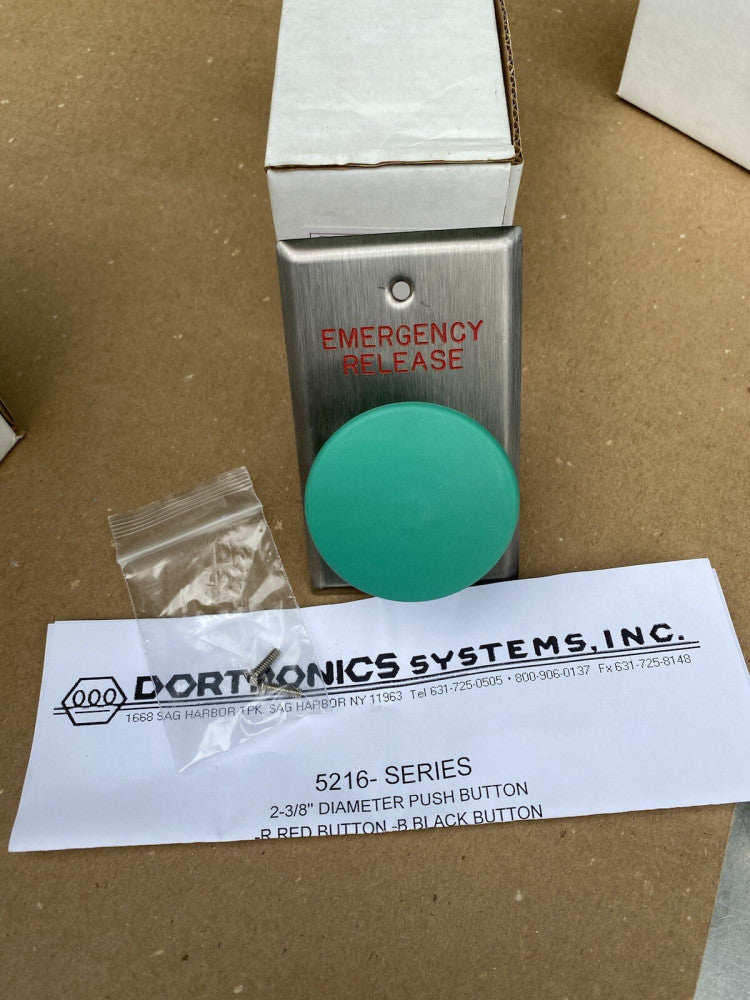New Dortronics 5216-MP23 Green Emergency Release Push Button 5216-MP23/GxE3