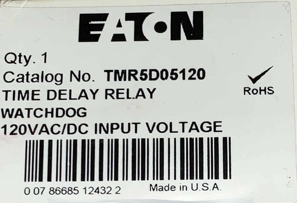 EATON TMR5D05120 Time Delay Relay Watch Dog Timer 120 VAC .1-10 Second