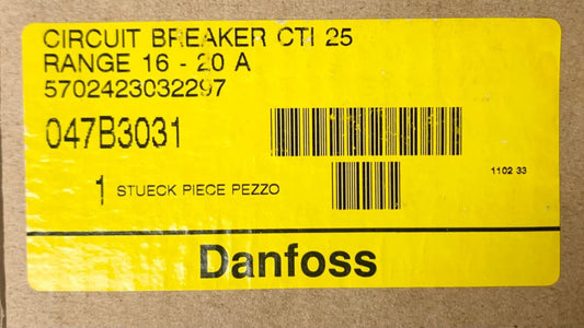 DANFOSS 047B3031 16-20 AMP Circuit Breaker CTI25 5702423032297 Manual Motor