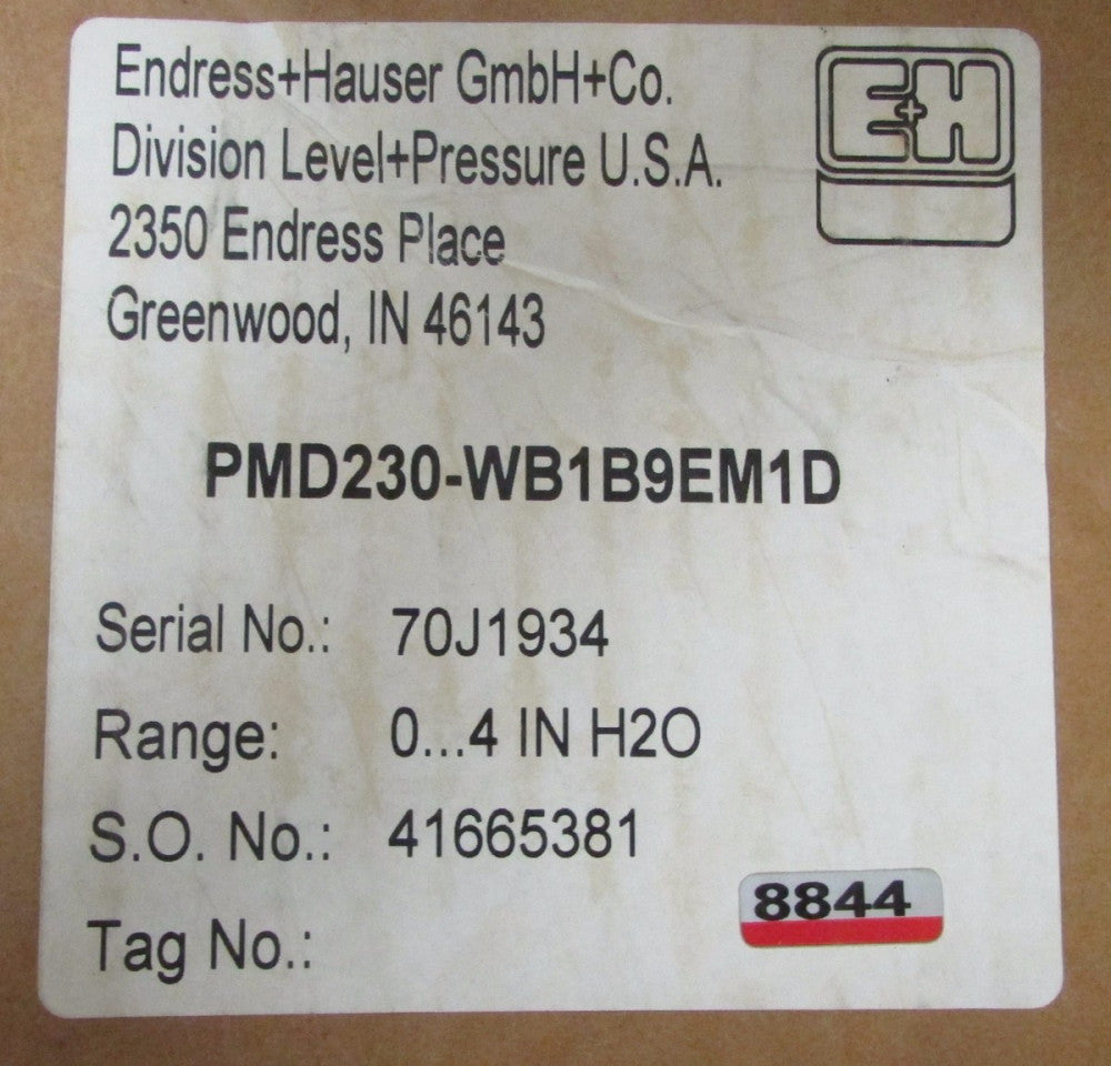 E+H ENDRESS + HAUSER PMD230 WB1B9EM1D 0...4 IN H2O Pressure Transmitter