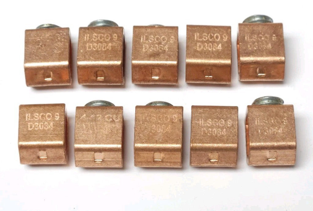 LOT OF 10 ILSCO 9 D3084 4-12 CU COPPER LUG D3084 A02B CU MEC 4-12 B UR CSA Mech