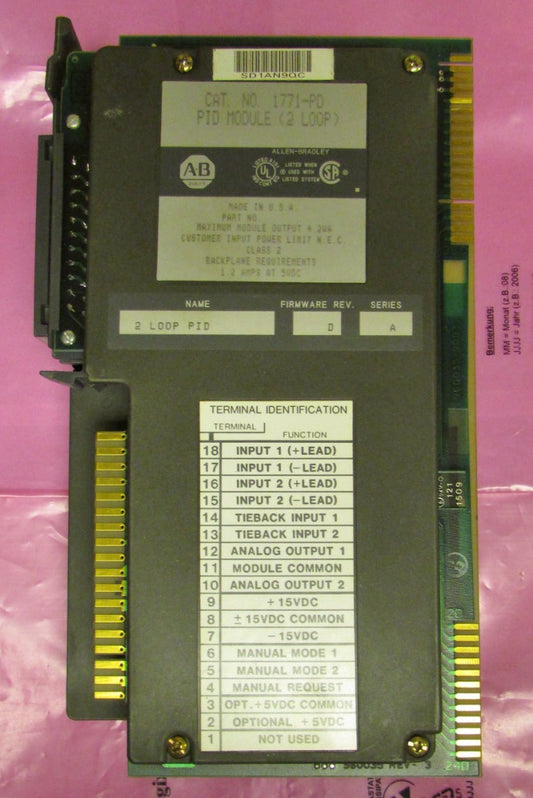ALLEN BRADLEY 1771 PD PID 2 Loop Module 1771-PD