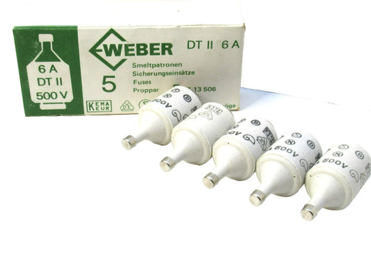 (NEW - Box of 5) WEBER DT II 6A 500V Fuse