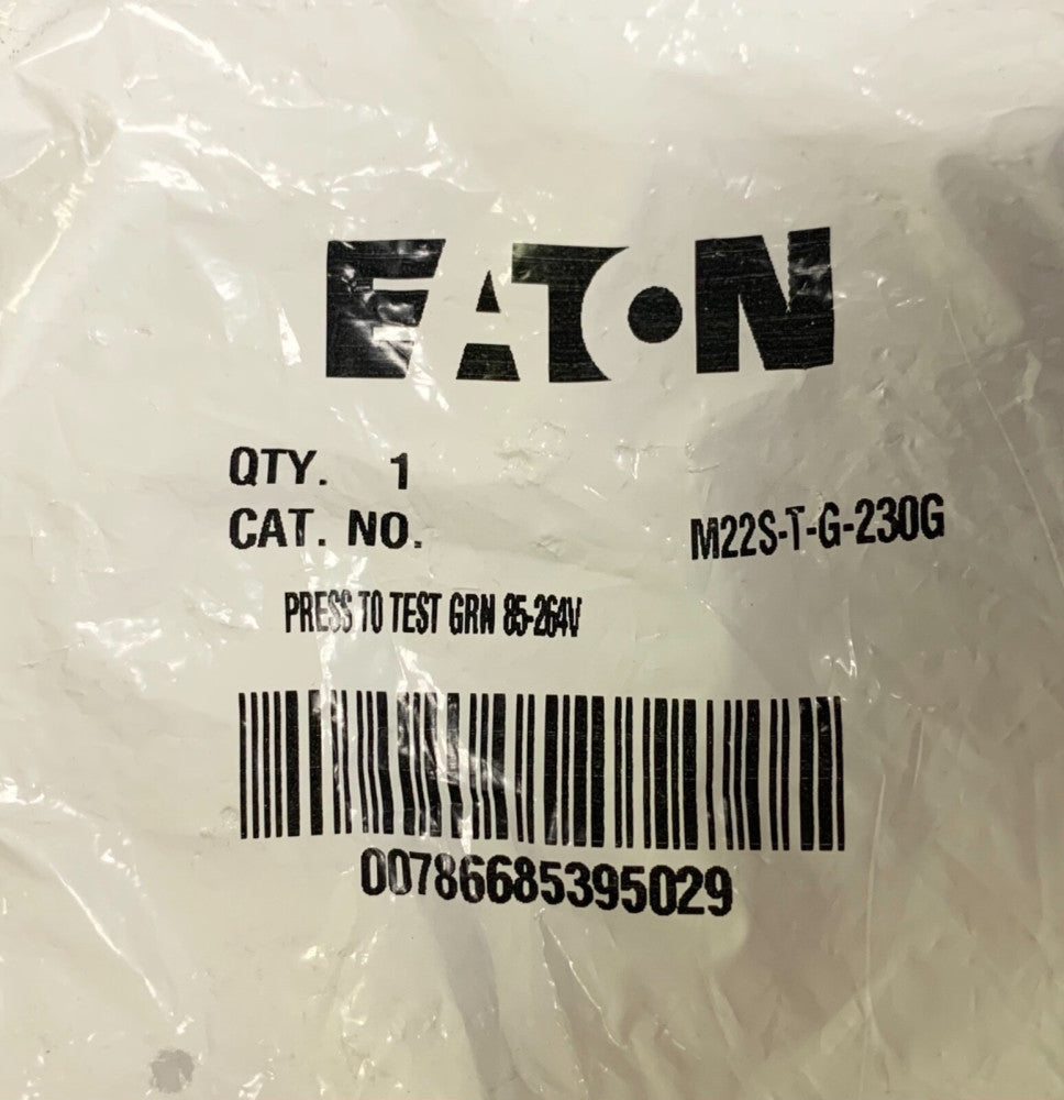EATON M22S T G 230G 85-264 VAC Green Push To Test Extended Head Pushbutton 