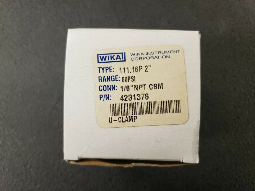 NEW, WIKA, 111.16P-2-CBM-1/8NPT-0-60, P/N 4231376, Commercial Panel Mount Gauge