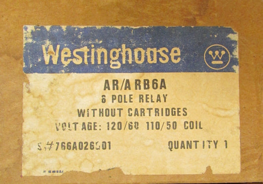 WESTINGHOUSE AR ARB6A AR Control Relay 6 Pole 110/120V 766A026G01