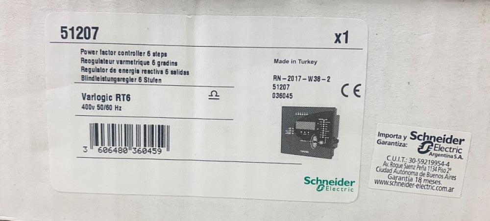 SCHNEIDER ELETRICAL 51207 RN-2017-W38-2 Varlogic RT6 Power Factor Controller 