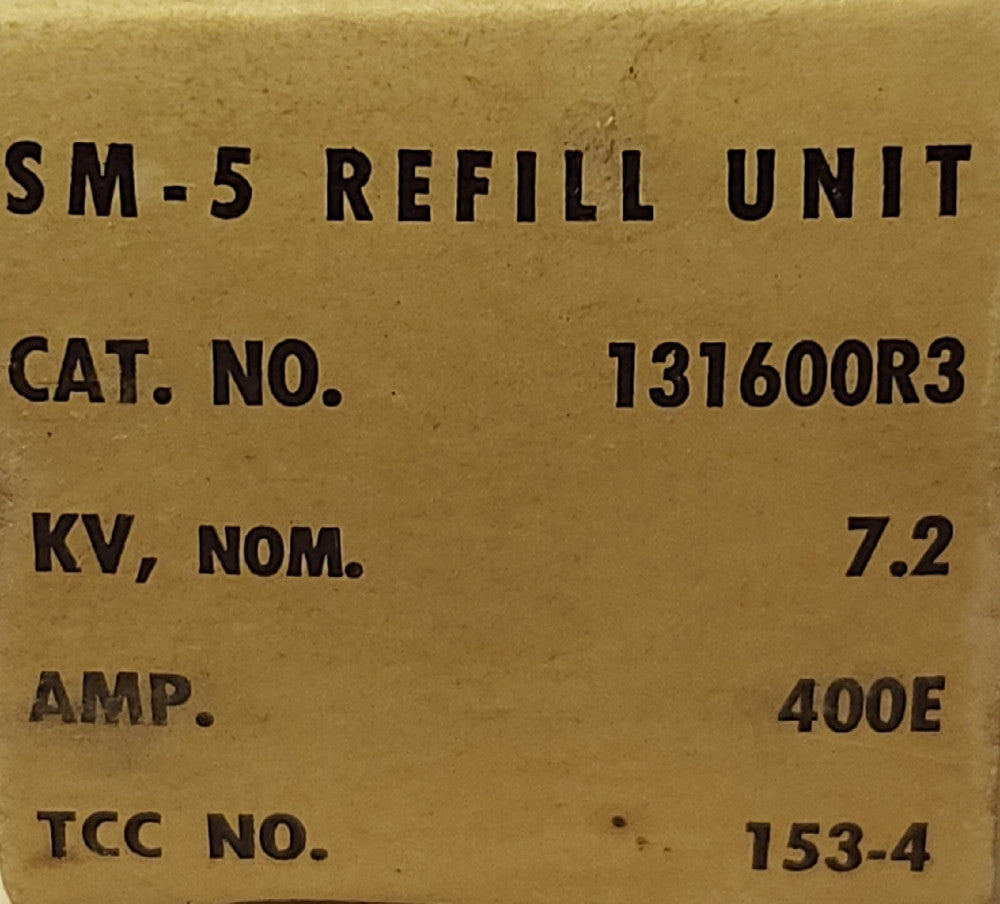 S&C ELECTRIC 131600R3 400E AMP 7.2 KV SM-5 Fuse Refill 153-4