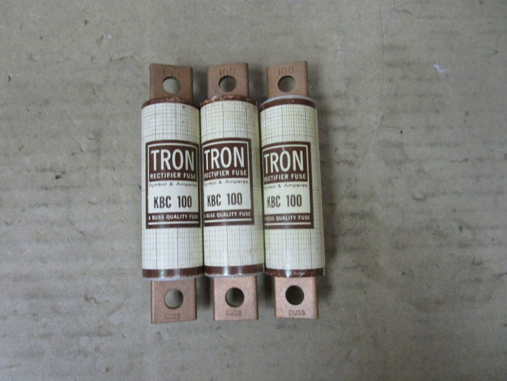NEW LOT OF 3 BUSSMANN FIVE TRON RECTIFER FUSE KBC 100 100A AMP 600Vac