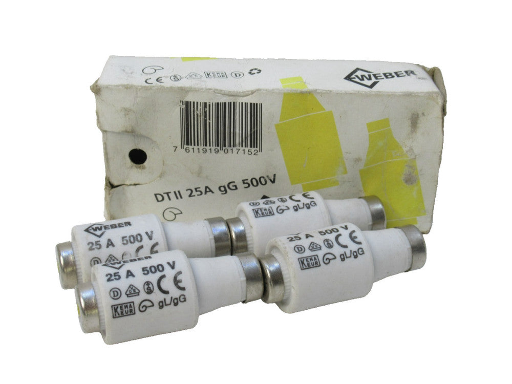 Weber DTII 25A 500V Ceramic Fuse (New - Lot of 4)