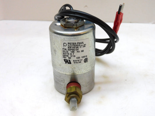 PETER-PAUL 22P9DGV 2-WAY NORMALLY CLOSED VALVE 3/16" ORIFICE 1/4" NPT