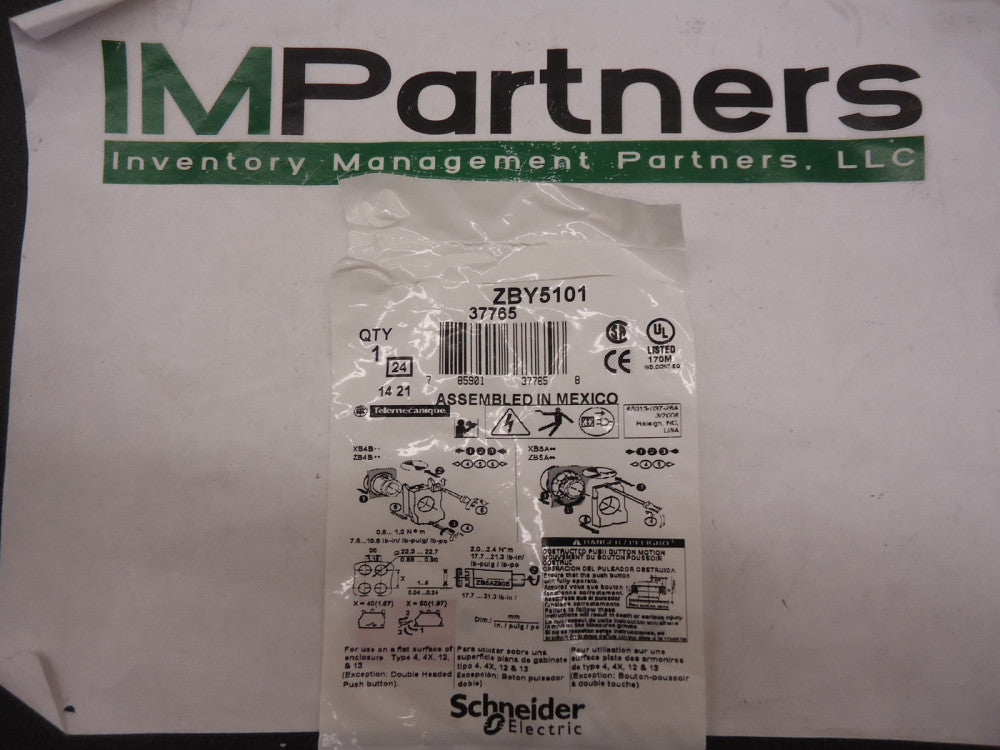 ZBY5101, Schneider Electric, Black/Red Legend Plate, 18x27mm, BRAND NEW!