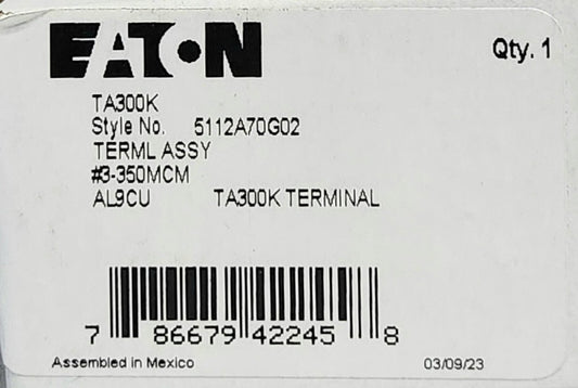 EATON CUTLER HAMMER TA300K ILSCO D2893 K Frame Breaker Lug Terminal Type KD HKD