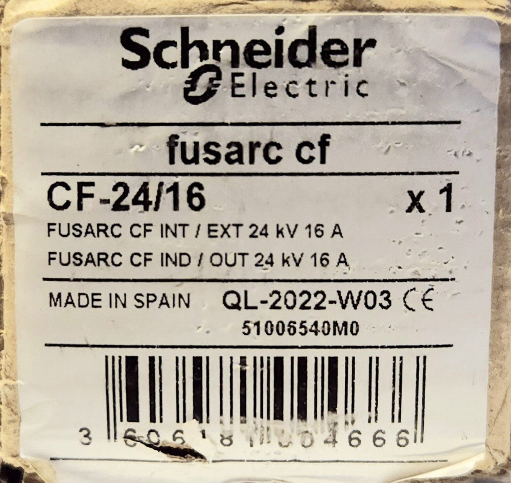 SCHNEIDER ELECTRIC CF-24/16 51006540M0 Fusarc CF 24 KV 16 AMP 40 KA 50 AMP Fuse