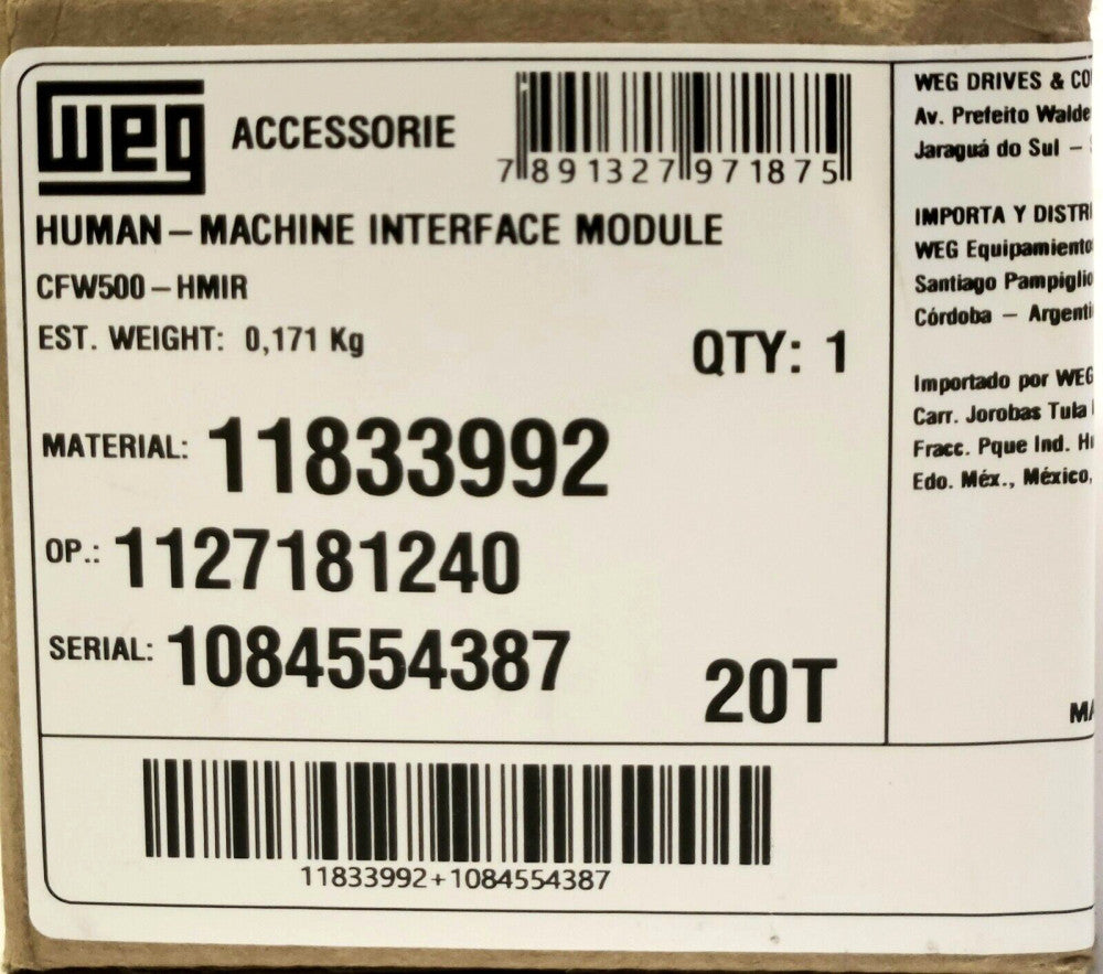 WEG 11833992 CFW500 HMIR Human Machine Interface Module Drive Controller Keypad