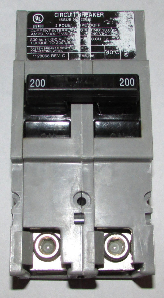 MILBANK UQFP200 2 Pole 200 Amp Type UQFP TBFP200 Circuit Breaker UQFP200A