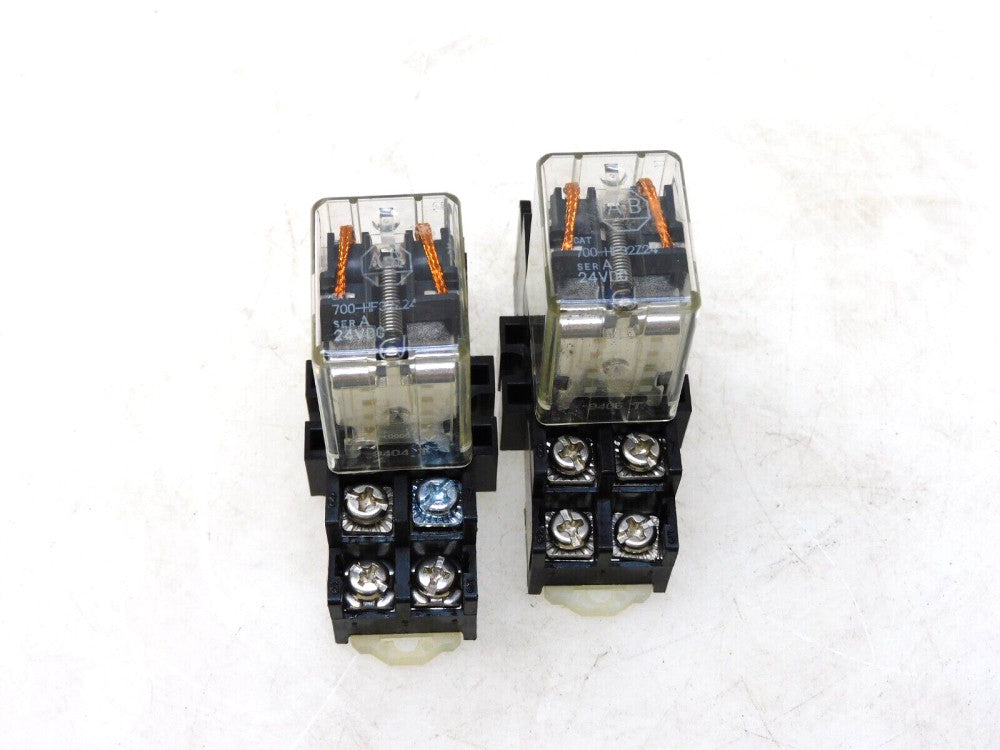 LOT OF 2 ALLEN-BRADLEY 700-HF32Z24 SER.A 24VDC RELAY W/ BASE 700-HN116 SER B 10A