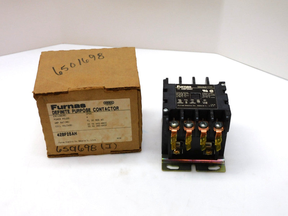 FURNAS ELECTRIC 42BF25AH DEFINATE PURPOSE CONTACTOR 4P 440-480V COIL