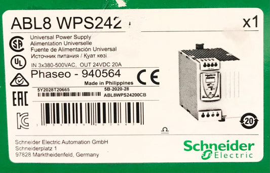 SCHNEIDER ELECTRIC A8L8 WPS24200 PHASEO 940564 Universal Power Supply Input