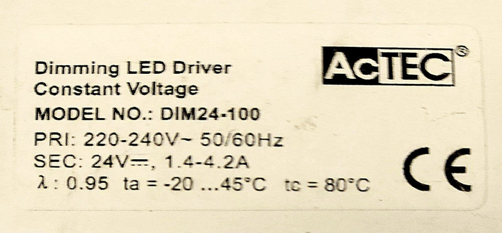 ACTECH Model DIM24 100 Constant Voltage DIMMING LED Driver Input 220 240 VAC