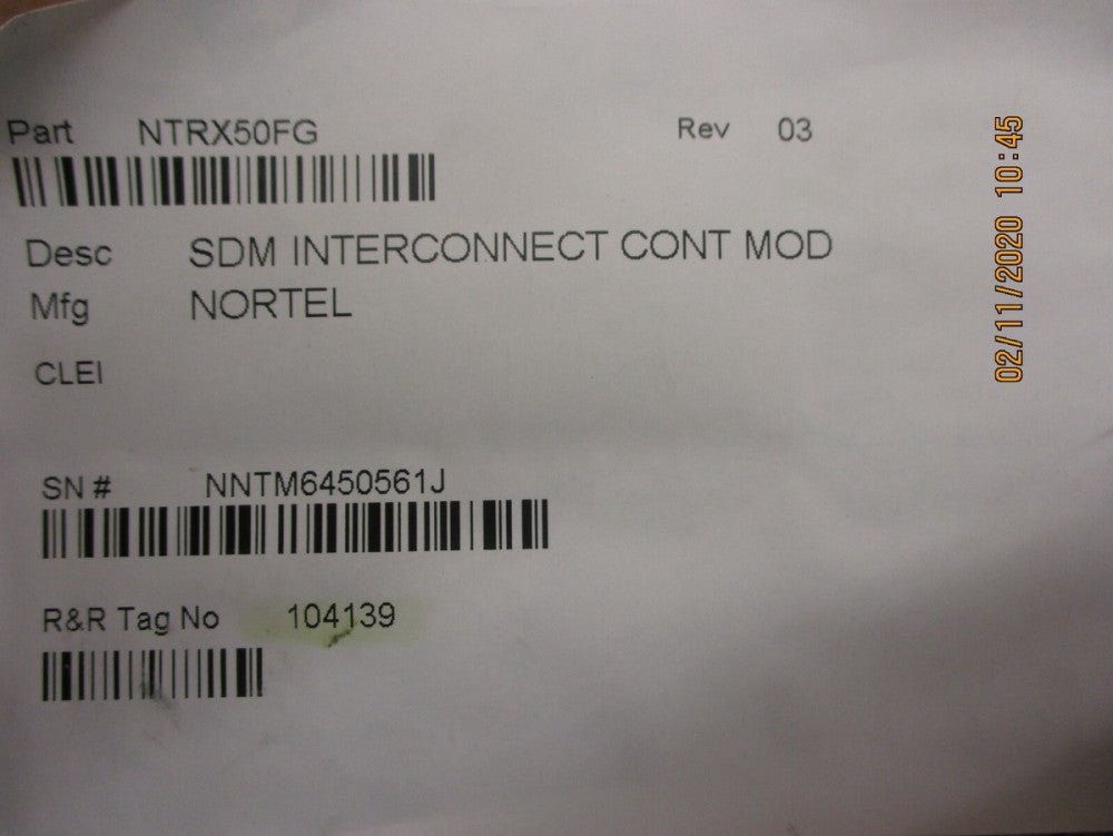 Nortel Networks - NTRX50FG 03 - Nortel Interconnect Module