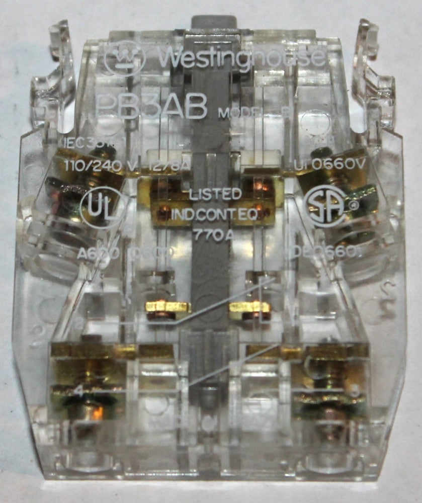 WESTINGHOUSE PB3AB 120V Push Button Contact Block NO NC Model B 6717C19G05