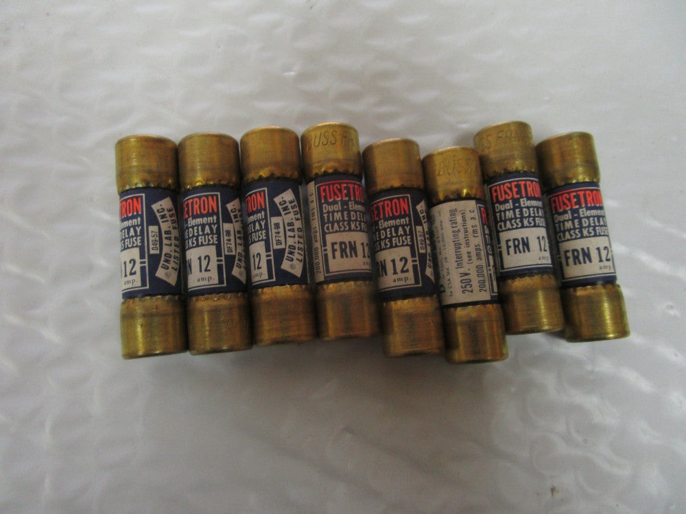 NEW LOT 8 BUSSMANN FUSTRON FUSE FRN 12 12A AMP 250Vac