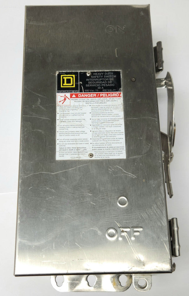 SQUARE D H361DS 3 Pole 30 AMP Heavy Duty Stainless Steel Safety Switch 600 VAC