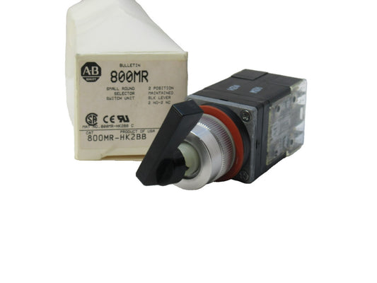 (NEW) ALLEN BRADLEY 800MR-HK2BB , 800MRHK2BB 2 Position Selector Switch