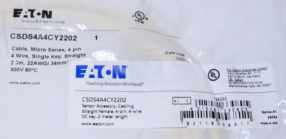 EATON CUTLER HAMMER CSDS4A4CY2202 DC Micro Photoelectric Sensor Cable 4 Wire