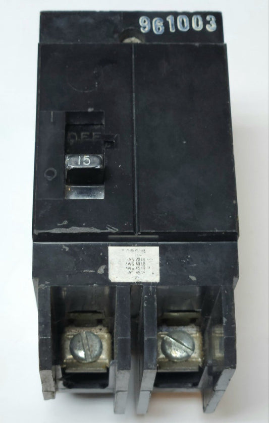 WESTINGHOUSE CUTLER HAMMER GHB2015 2 Pole 15 AMP Type GHB Circuit Breaker