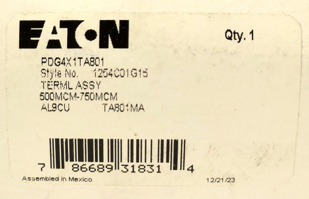 EATON CUTLER HAMMER PDG4X1TA801 POWER DEFENSE TA801MA Breaker Lug Terminal