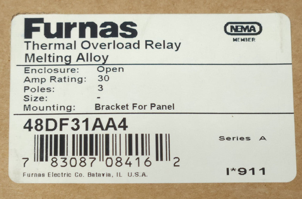 SIEMENS FURNAS 48DF31AA4 Thermal Overload Relay 30 AMP 3 Pole Panel Mount Meltin