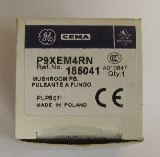 GENERAL ELECTRIC GE P9XEM4RN RED Mushroom Push Button CEMA Momentary Operator